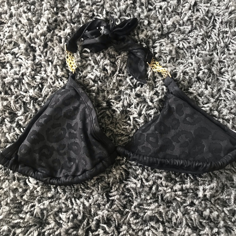 Leopard Black Bikini Top